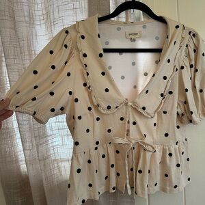 Cream Polka Dot Women's Top